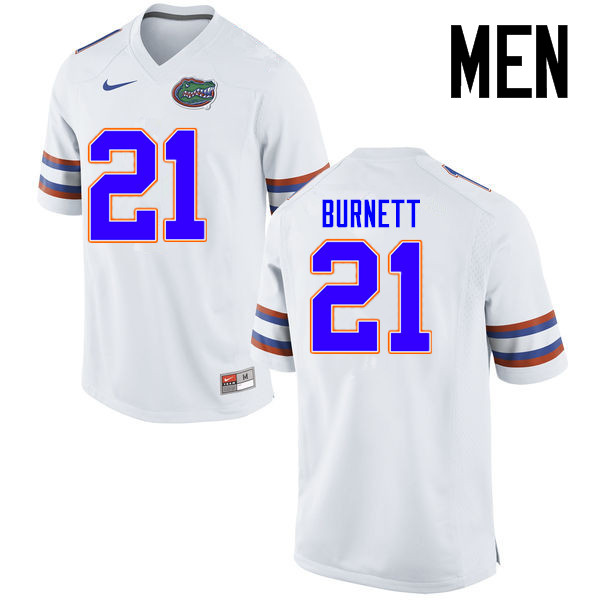 Men Florida Gators #21 McArthur Burnett College Football Jerseys Sale-White - Click Image to Close